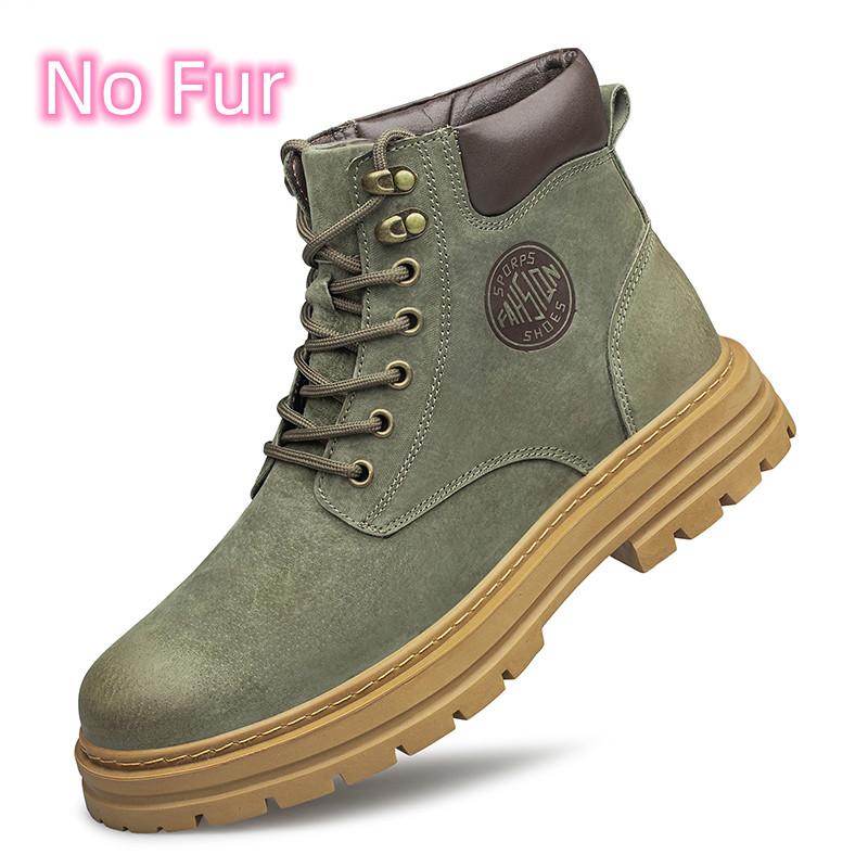 FashionAll-match Man Cotton Platform Shoes Leather Outdoor Snow Botas 2024 New Men's Winter Boots Luxury Brand Motorcycle Ankle Boots