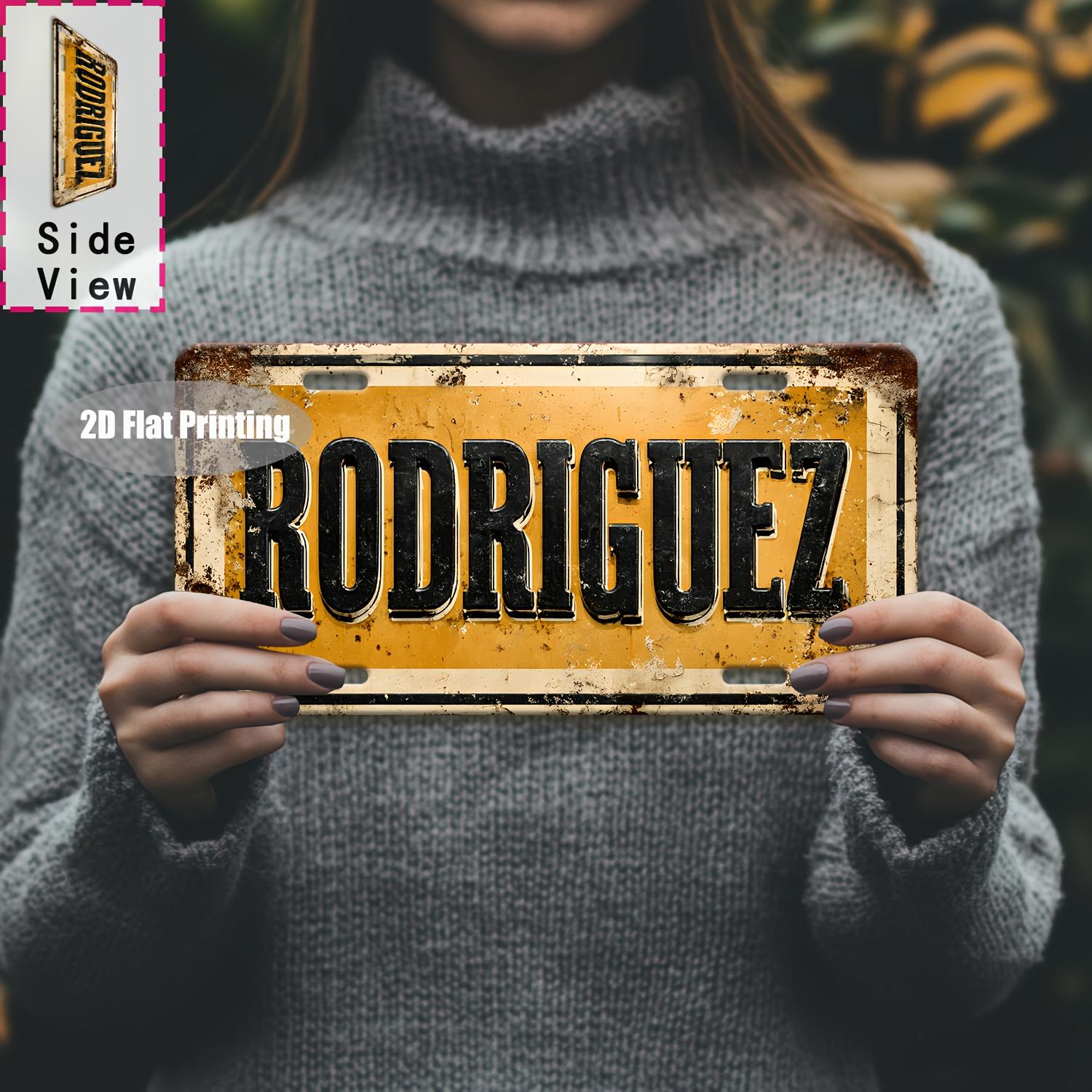 D plan retro Rodriguez license plate logo retro garage and garden decoration Spanish surname decoration 15x30cm(5.9x7.8inch)