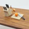 Miniature Kitchen Knives Set Metal Blade Black Handle Knife Seat