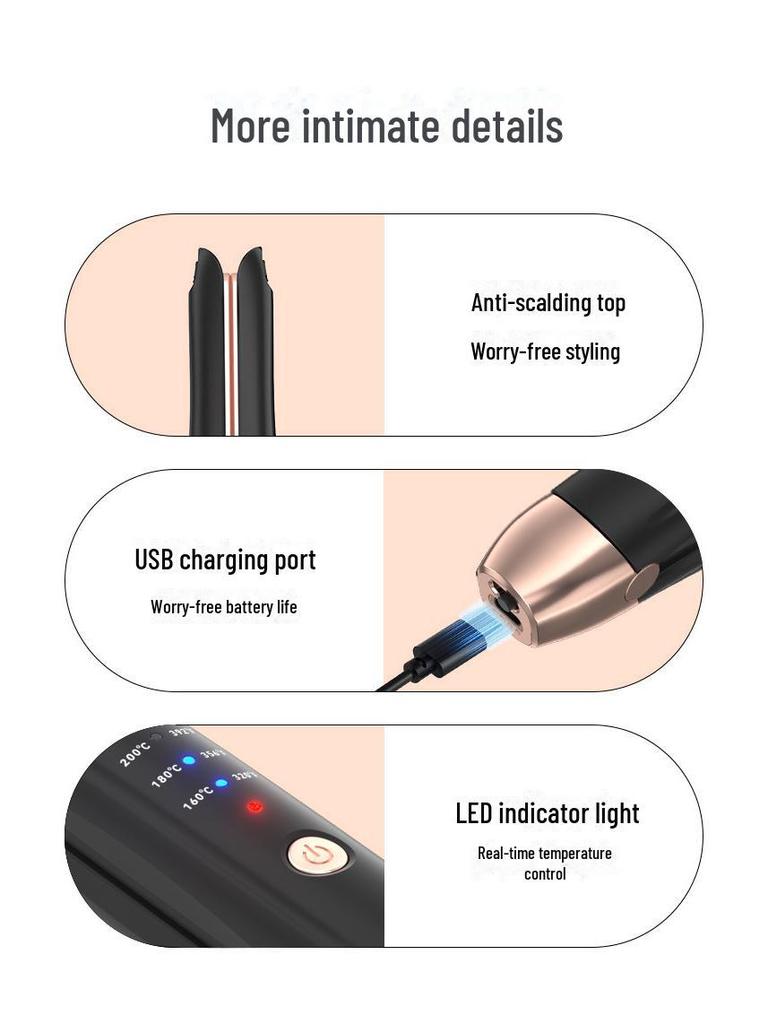 Portable Dual-Use Wireless Hair Straightener with Japanese and Korean Design