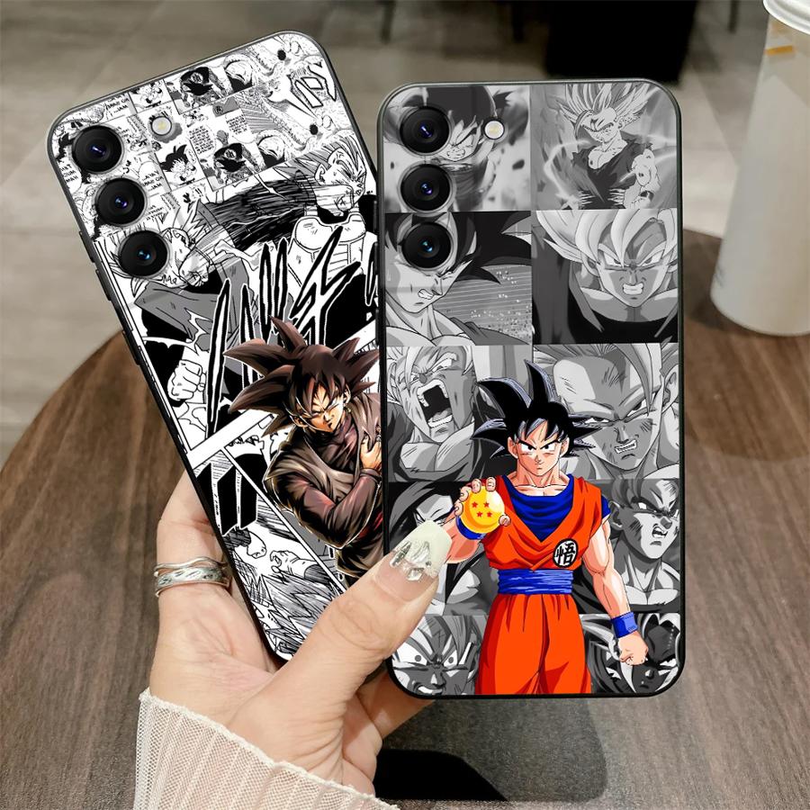 Black Soft Phone Cover Case for Samsung Galaxy A26 A72 A23 A53 A51 A73 A22 A52 A36 A32 A35 A25 A71 A41 A24 A55 Dragon Ball