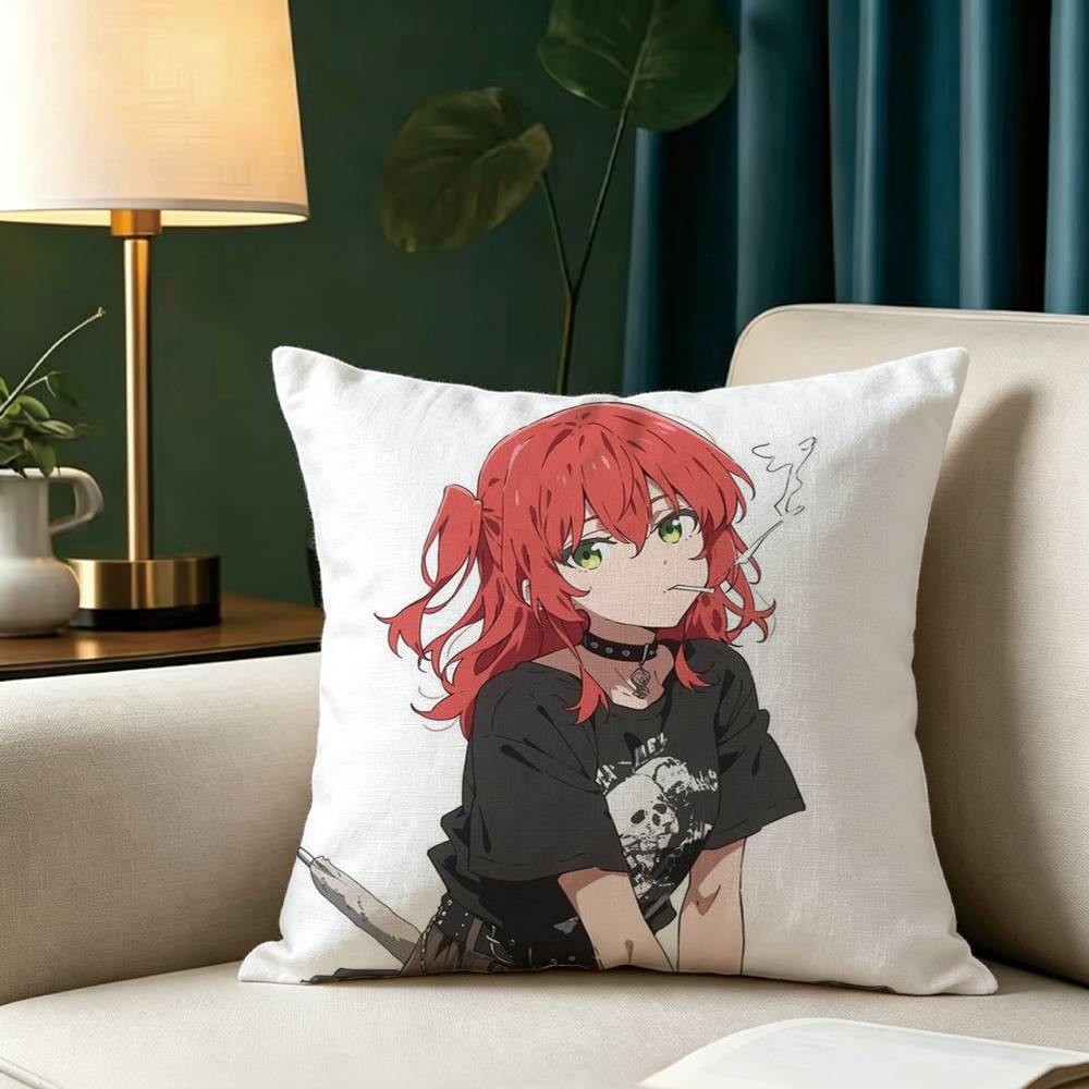 Bocchi The Rock Ikuyo Kita Square Doublesided Printed Pillow Case Bedroom Bedside Pillow Sofa Cushion Cover