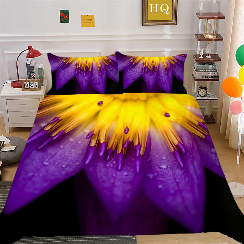 3D Flower Sea Bedding Set Flower Series Quilt and Pillow Case 2/3 Pieces AU180 * 210 Full Size Soft and Easy To Clean Home Decoration