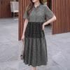 ZANZEA Women Casual Round Neck Loose Short Sleeve Plaid Print Dress