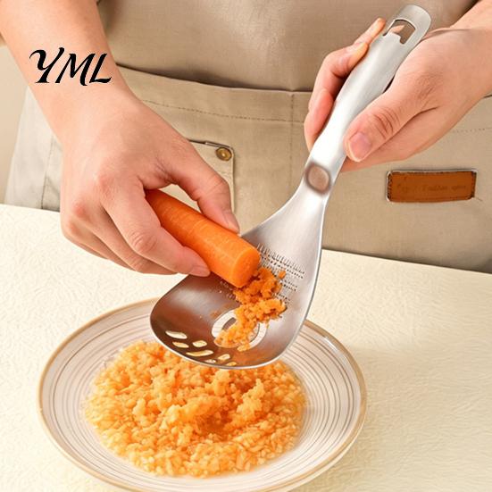 Non-slip Handle Culinary Tool 5-in-1 Stainless Steel Grater Spoon, Multi-Function Kitchen with Egg Separator Professional Food Preparation Accessory