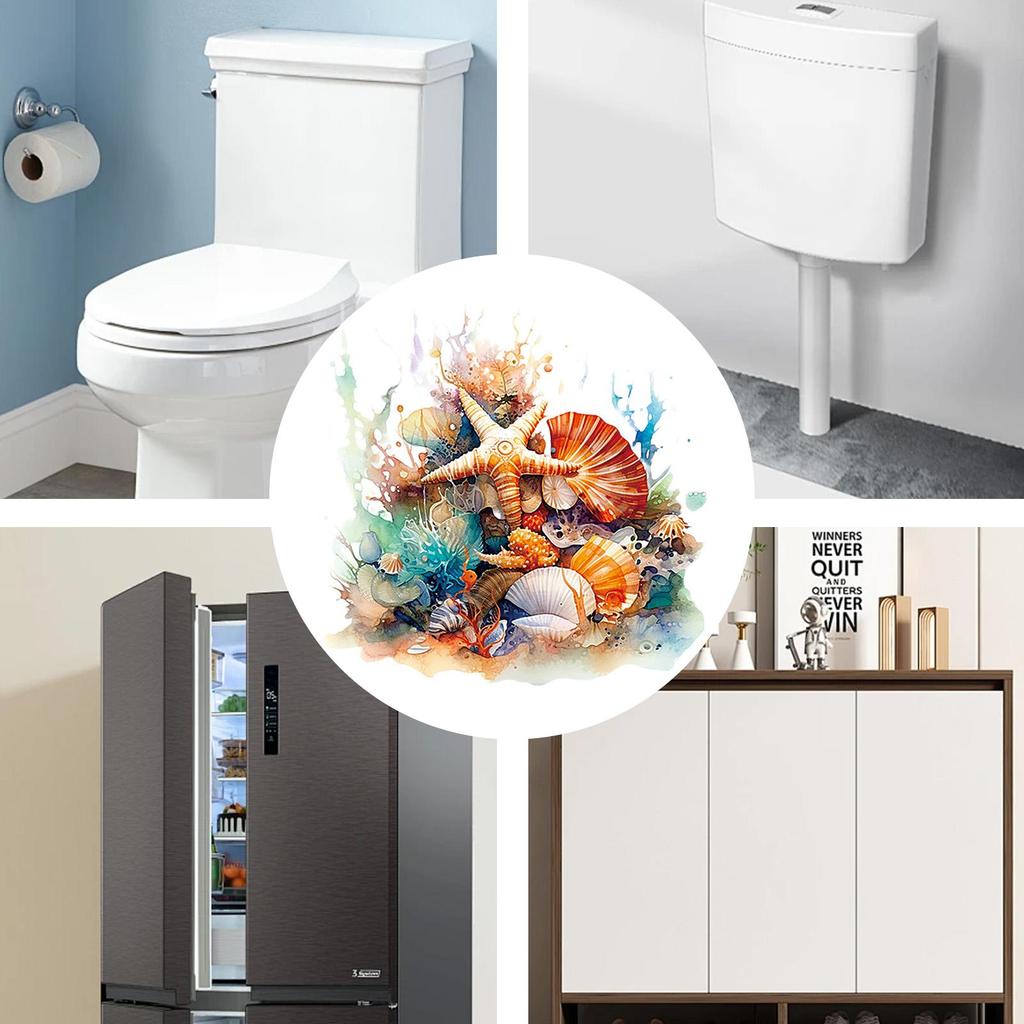 Toilet Seat Wall Sticker Underwater World Toilet Lid Seat Decals Strong Back Adhesive Decoration Tool for Hotels Schools Family