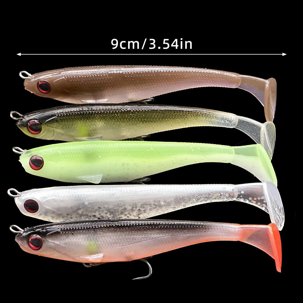 5pcs Soft Fishing Lure Kit Soft Swimbait for Bass Fishing,Premium Fishing Bait for Freshwater Saltwater