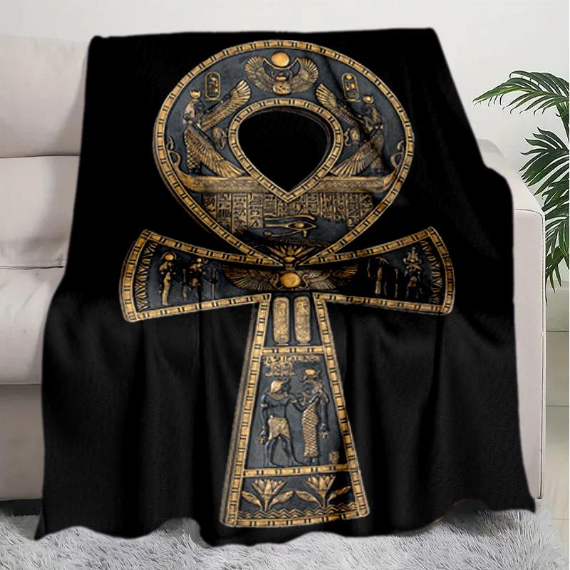 

1PC Egyptian theme printed blanket, all season lightweight home office outdoor nap multifunctional blanket A2 80cm x 120cm