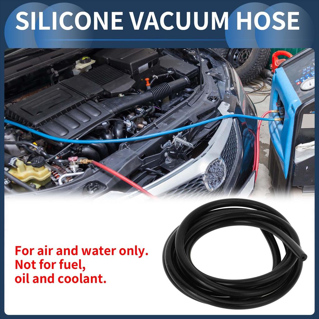 INFINAUTO 5.5FT 1/16" 2mm ID 2.5mm Thick Car Vacuum Line Silicone Black High Temperature Engine Silicone Vacuum Tube Hose