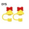 2Pcs Christmas Silicone Straw Cap 10mm Reusable Dust-Proof Straw Topper for Cup Party Decor Santa Claus Snowman Elk Christmas Tree Bells Straw Tips