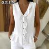 Women's Fashion Casual Sleeveless V-Neck Blouses & Shirts
