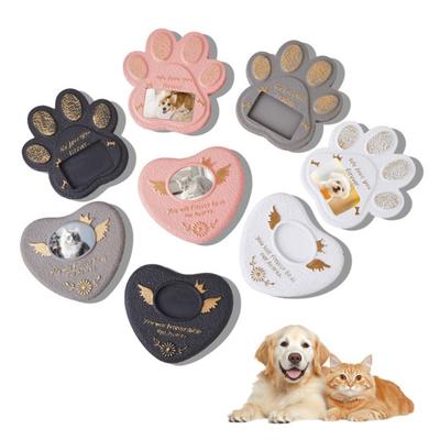Haustier-Gedenkstein Herz Pfotenform Hund oder Katze Gedenkstein mit Fotorahmen Haustier-Gedenkgrabstein für Innen- und Außennutzung Haustierverlust Geschenk