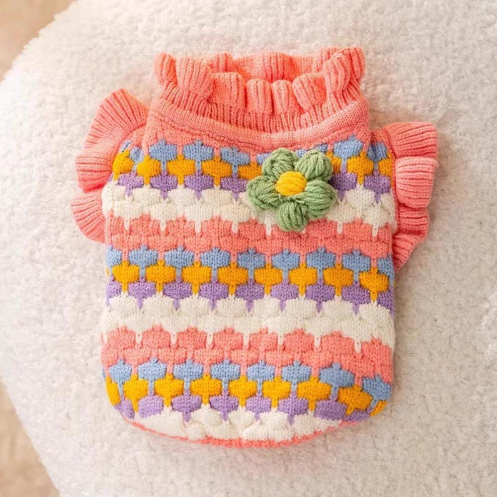 Autumn and Winter Colored Letters Small and Medium Dogs Bigbear Teddy Warm Puppy Dog Knitted Sweater Cat Pet Clothes