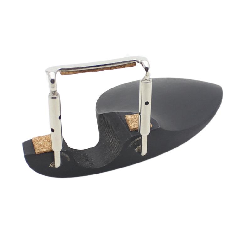 Dyed Black Wood Violin Chin Rest with Silver Chinrest Screw Cork
