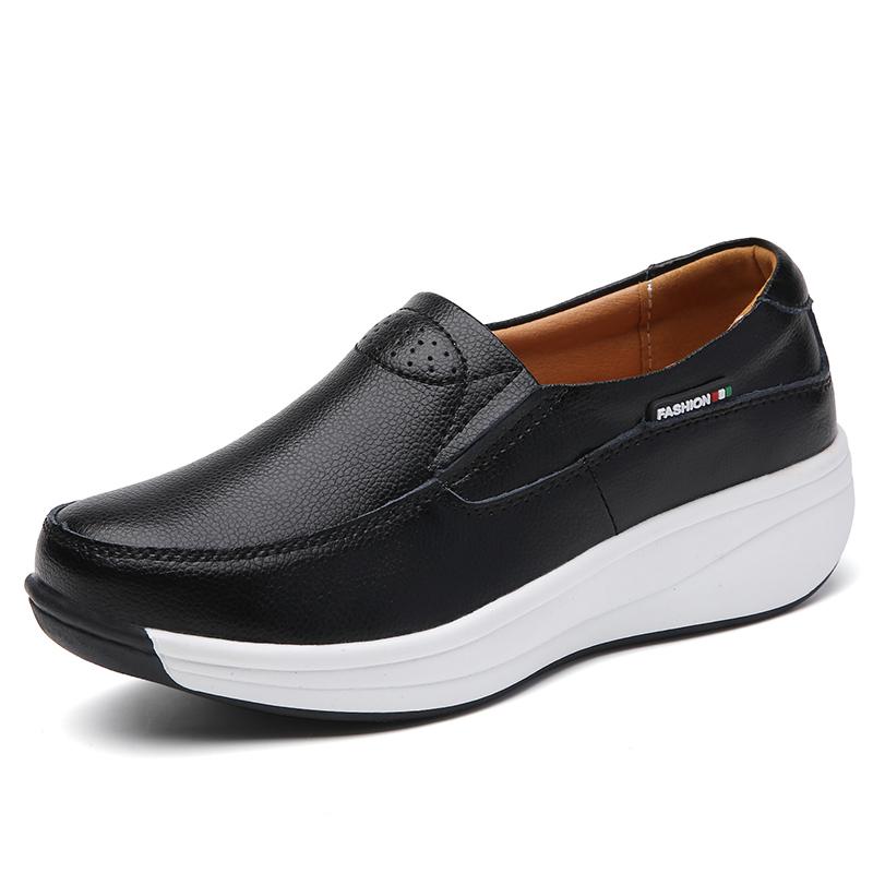 

2022 весенняя новая спортивная обувь, нескользящая женская модная повседневная обувь-качалка на толстой подошве, женские повседневные туфли на танкетке большого размера 40 чёрный