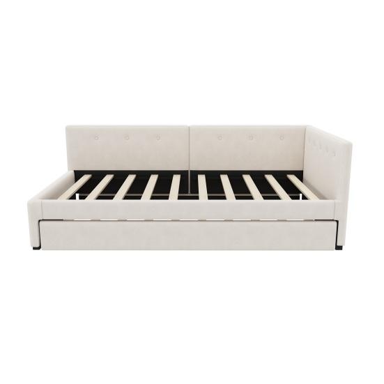 Daybed 90x200cm with Pull-out Bed Sofa Bed Single (No Mattress) Minimalist Styling Beige Gray Double Rollaway