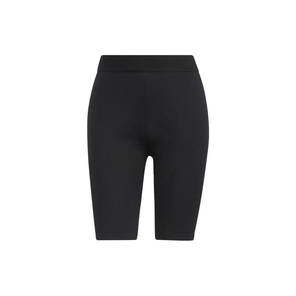 Adidas Stripete tettsittende midi-kjole med rund hals og korte ermer Damekjoler Svart HB3572