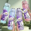 1PC Gnome Snow Winter Floral Print 750ml Color Plastic Sports Water Bottle Leakproof Flip Straw Lid Suitable for Sports Office Home Use