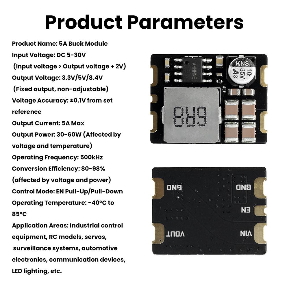 5A Mini DC-DC Buck Step Down Converter Board Module 5V-30V To 3.3V 5V 8.4V DC-DC Voltage Regulator PCB Board Power Buck Module