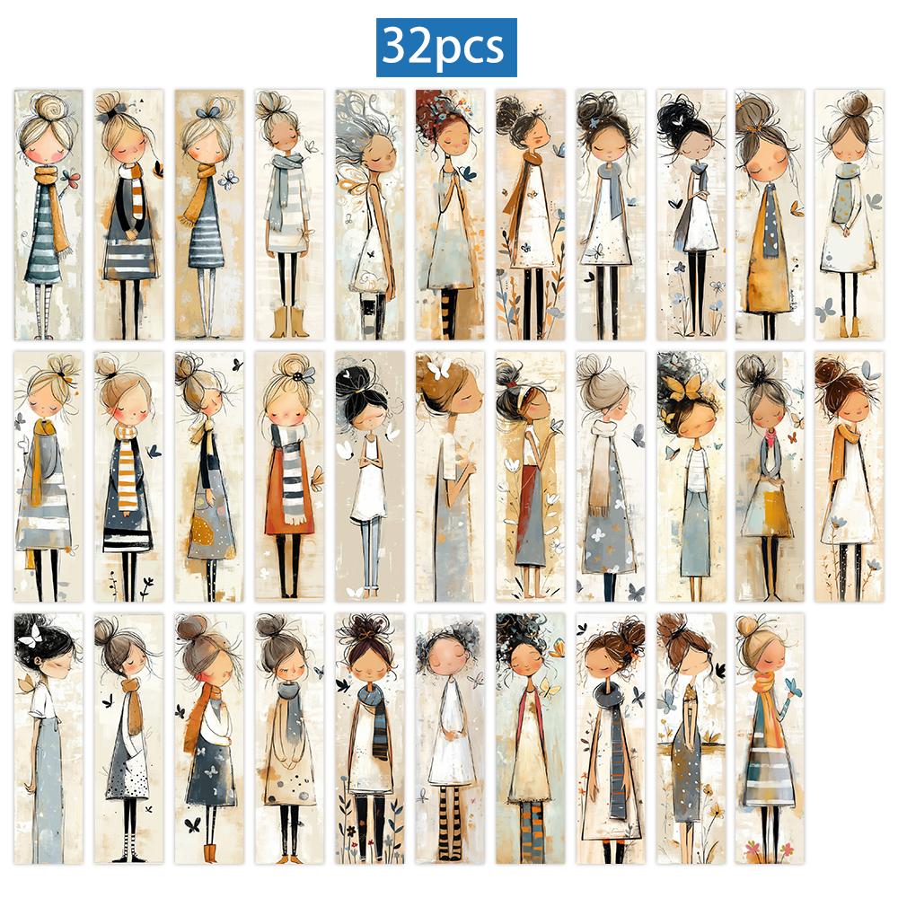 

32 шт., Нарисованная от руки закладка для девочки, сезон «снова в школу», Рождество, Хэллоуин, подходит для учителей, читателей и в качестве подарков на день рождения