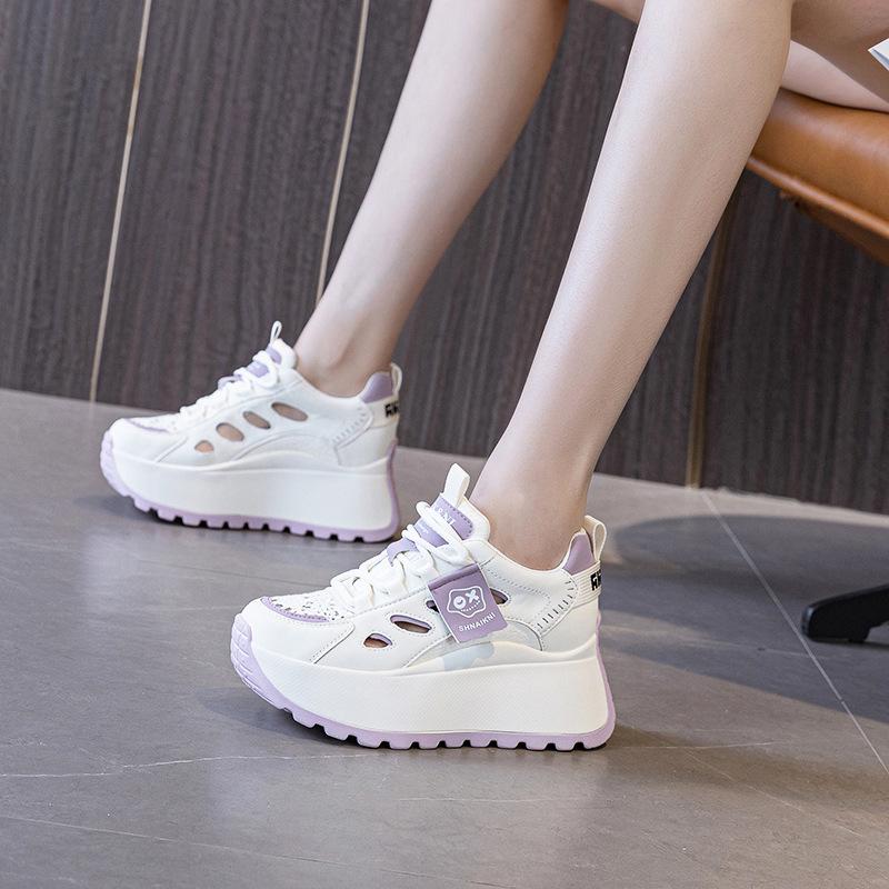 Spring and autumn new 8 cm muffin thick sole heightening women's shoes versatile ultra-thin sports and leisure shoes sports shoes women's shoes