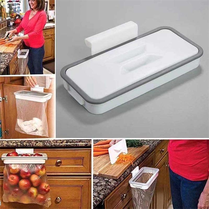 Attach-A-Trash: Cabinet Door Hanging Kitchen Garbage Rack
