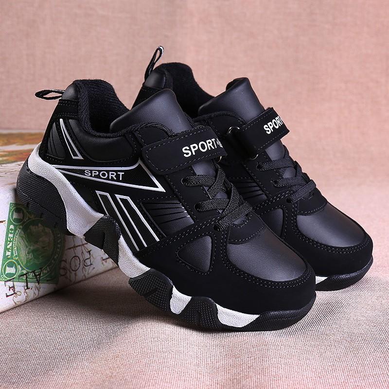 Boys Winter Warm Thick Sole Running Shoes Kids Ages 7-16 Fleece-Lined Cotton Sneakers With Rubber