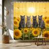 Four White Cats on Magnolia Branch Waterproof Shower Curtain for Bathroom Decor