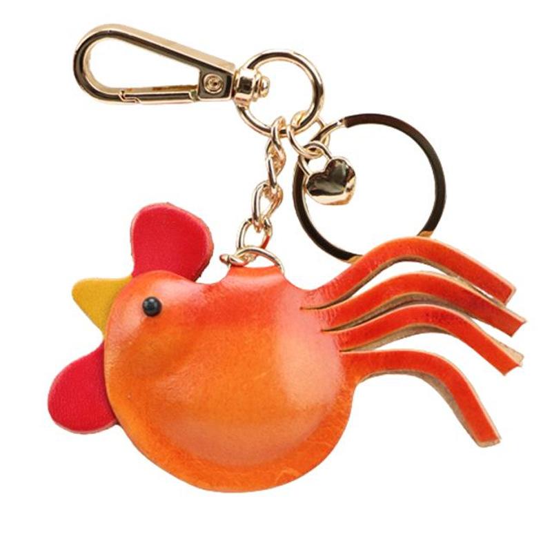 The First Layer Of Cowhide Chicken Pendant, Car Keychain, Leather Rope, Bag, Pendant, Accessories, Zodiac Gifts.