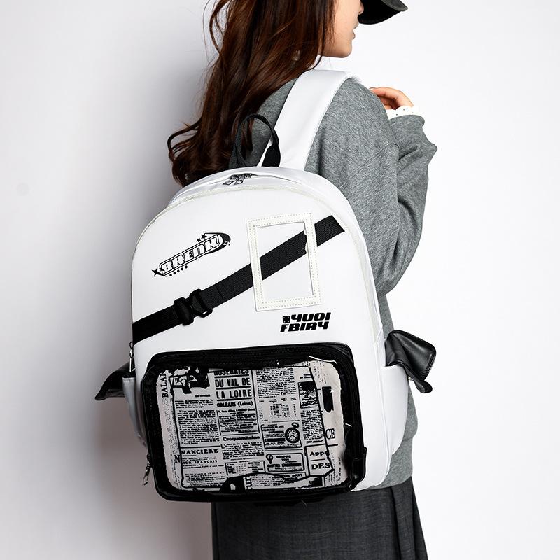 Fashion trend two-dimensional transparent double-layer bag daily simple neutral college style backpack personalized backpack