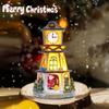 LED Christmas Resin Small House Ornaments Luminous Resin Clock Tower