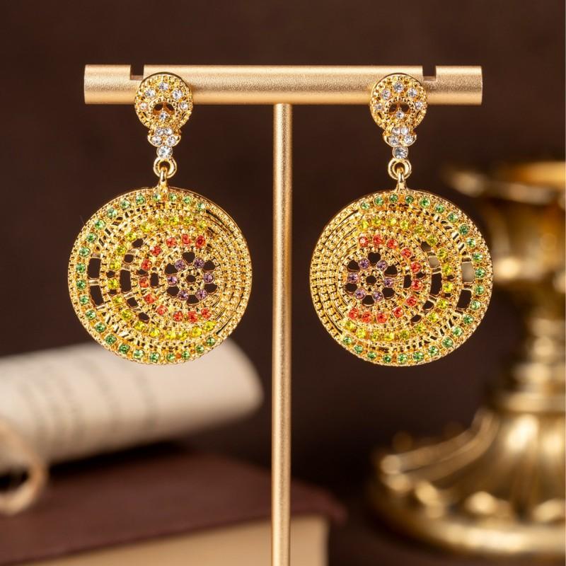 Vintage Full Set Colorful Ring Earrings With A Light Luxury Temperament High-end Feel. Women