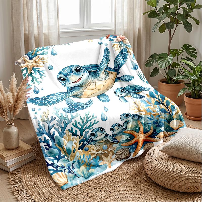 Ocean Life Adventure 51 Theme Blanket Lightweight Warm Flannel Blanket Decorative Throw Blanket for Home Decoration