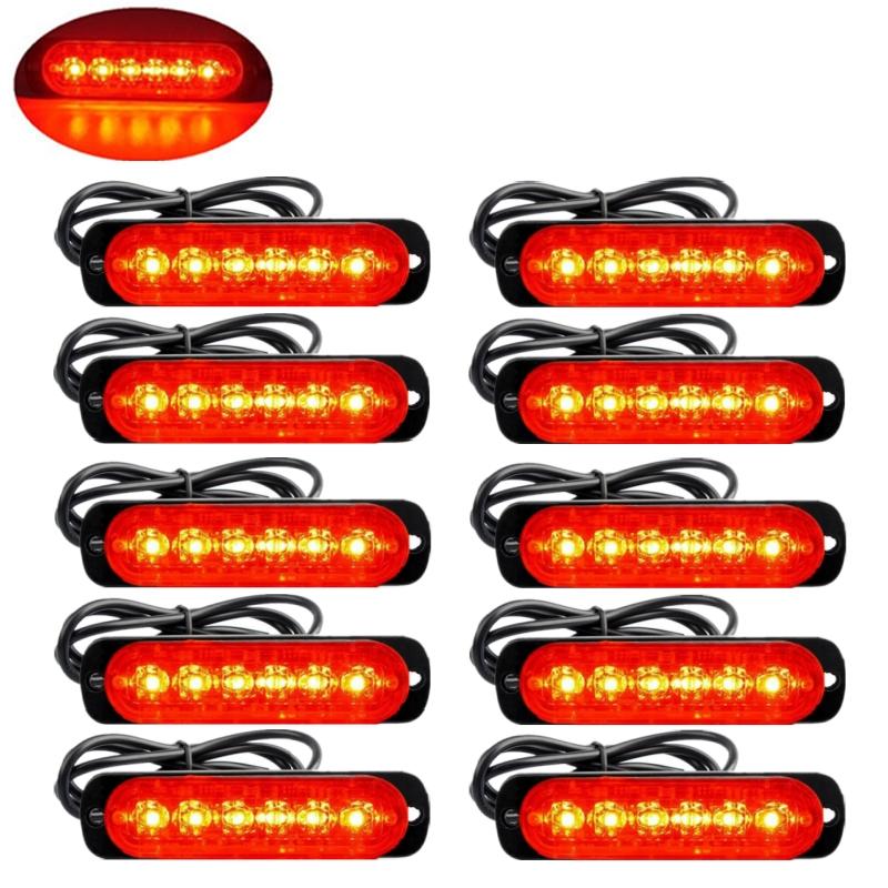 10PCS Strobe Light 12v-24v 6LED Truck Trailer Lights Stroboscopes  LED Car Light  Emergency Warning Hazard Flash Light