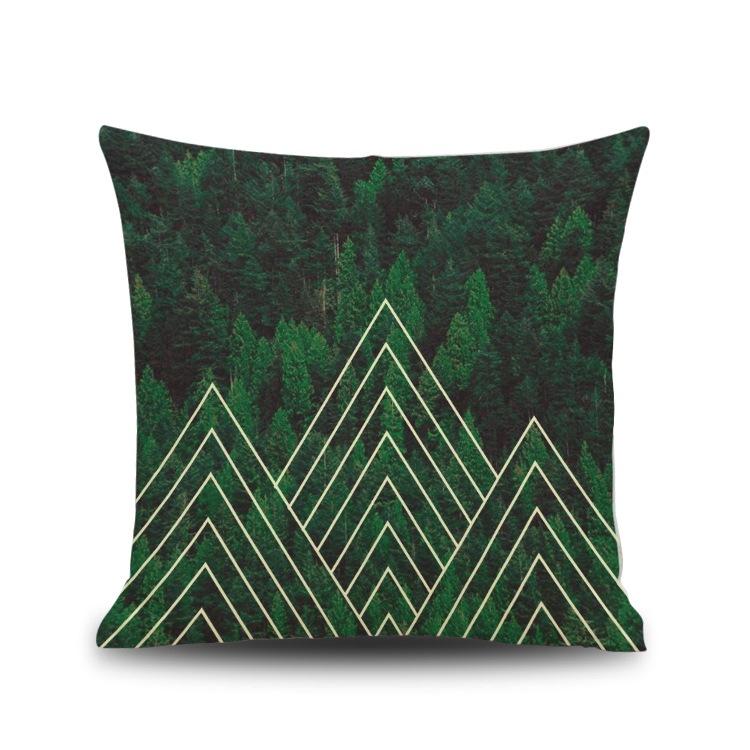 Small Fresh Green Abstract Animal Digital Printed Linen Pillow Nap Office Cushion Pillow Cover