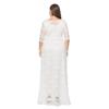 Trendig Plus Size Spetsad Kvällsklänning med Fickor och Urskurna Korta Ärmar