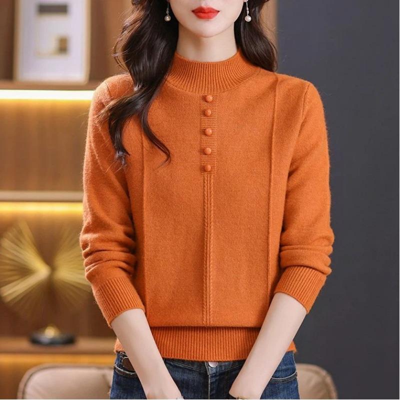 

New Autumn and Winter Wool Sweater for Women Half Turtleneck Pullover Sweater Warm and Warm Inner Layer Base Layer Top 3XL