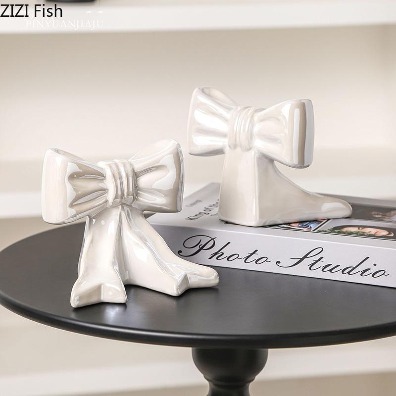 Reizende Schleife Keramikvase Pflanzgefäße Tischdekoration Blumenarrangement Glänzendes Porzellan Blumenvase Raum Ästhetische Dekoration