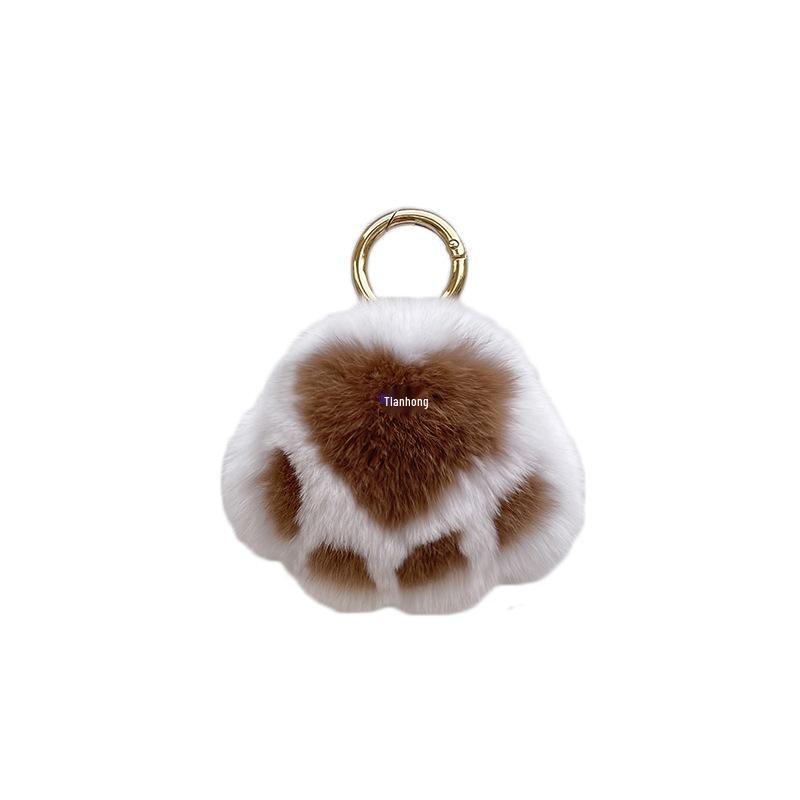 Real Fur Kitten Paw Charm - Plush Rabbit Fur Keychain & Bag Pendant