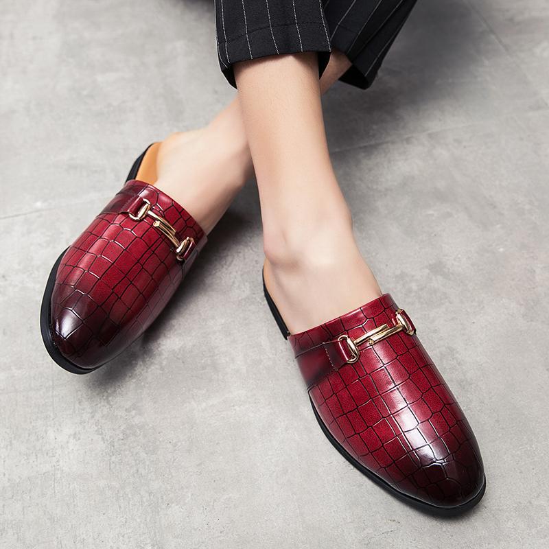 Fashion Arrival Mens Half Slippers Loafers Fashion Men Comfort Leather Loafers Male Business Casual Leather Shoes Summer Slippers Shoes