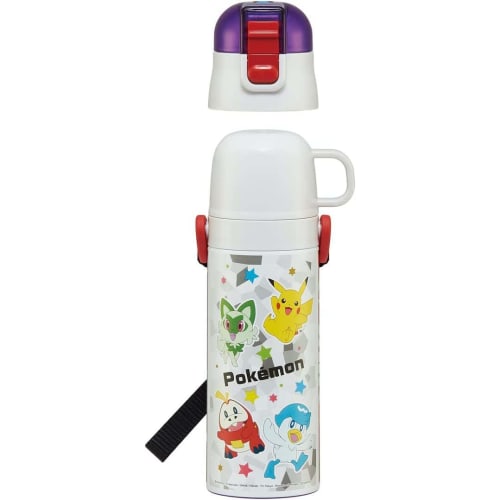 Skater Children's Stainless Steel Water Bottle 2-Way Direct Drinking 470ml Cup Drinking 430ml Pokemon 23N Child-friendly Lightweight Type Boys Thermal