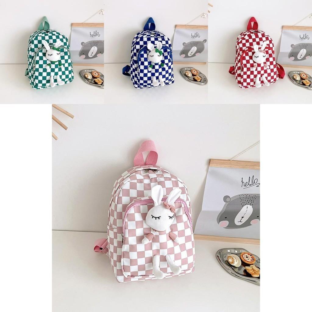 Trendy Children's Backpack For Fall With Stylish Printed Checkered Design And Lightweight Nylon Fabric