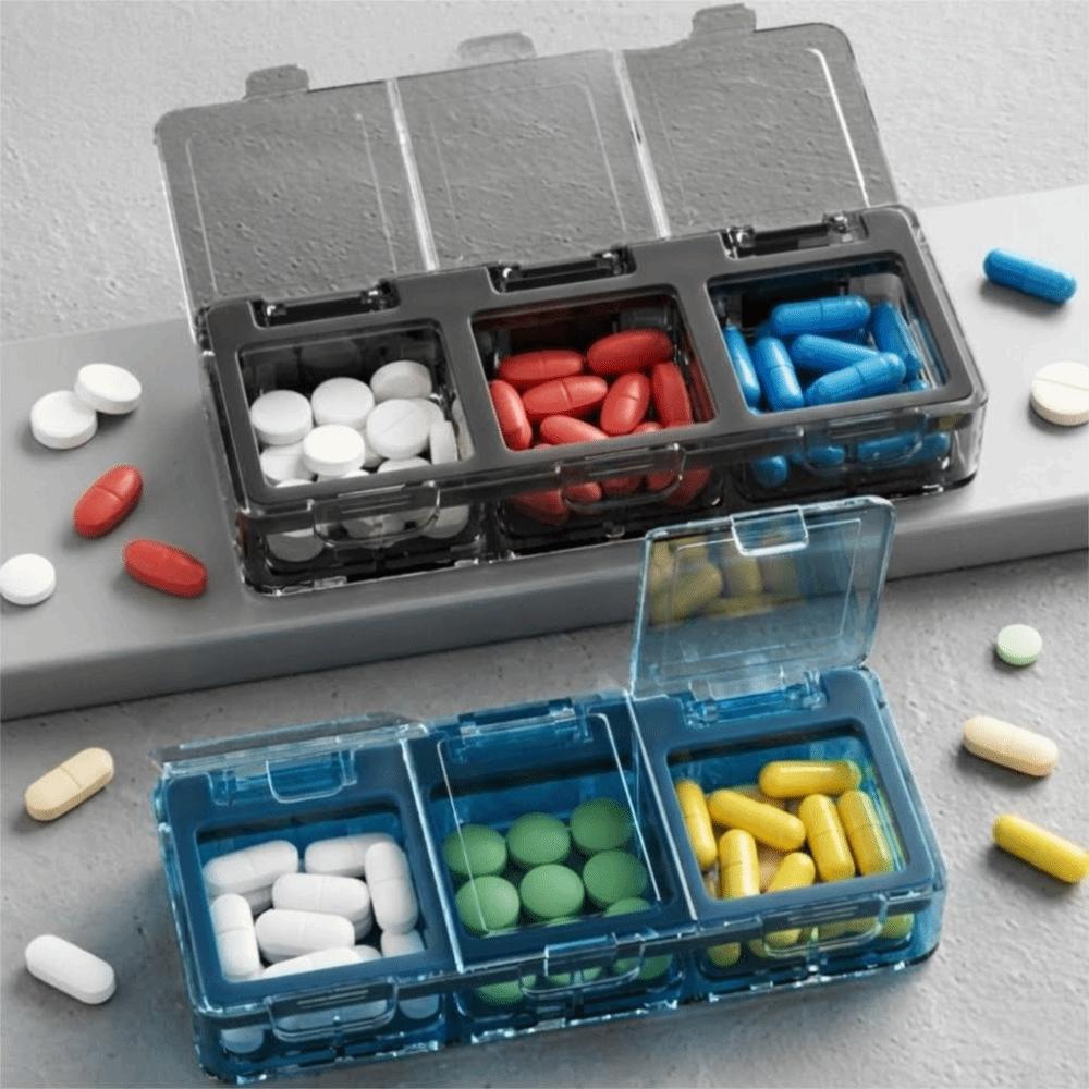 Large Capacity Portable Pill Box Waterproof Food-Grade Travel Medicine Case Transparent 3-Compartment Daily Pill Organizer