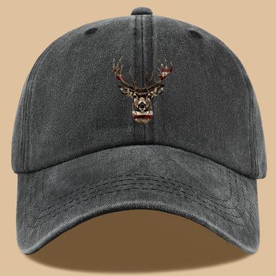 A Fun Deer Head Print Design Adjustable Size Vintage Trucker Baseball Cap Outdoor Casual Sun Hat Perfect for The Forest