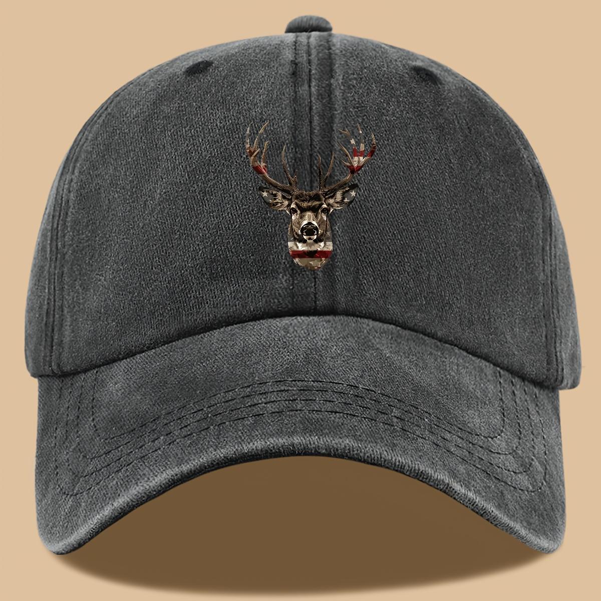 

A Fun Deer Head Print Design Adjustable Size Vintage Trucker Baseball Cap Outdoor Casual Sun Hat Perfect for The Forest One Size