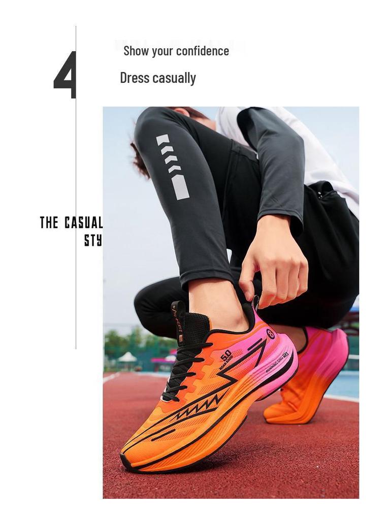 Ultralight Shock-Absorbing Carbon Plate Sneakers for Teens - Soft Sole Marathon Running Shoes for Big Kids