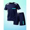 Outdoor Sports Outfit Men Summer Mesh Crew Neck Short Sleeve Tshirt Breathable Casual Shorts Set