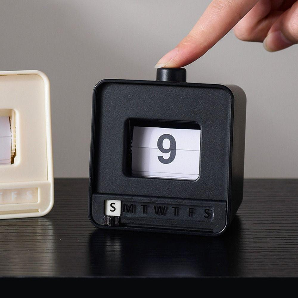 Mini Size Perpetual Calendar Push Flip Mechanism Page Turning Calendar Office Desk