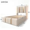 Upholstered Bed USB Type C Charging Single 90x200 Storage Bed Frame, Slatted Frame Made of Wood, Beige Linen Material (With Mattress)