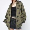 Y2k Clothes Vintage Star Oversized Sweatshirt Jacket Harajuku Goth Long Sleeve Women Sweatshirt 2000s Hip Hop Zip Up Hoodies Top